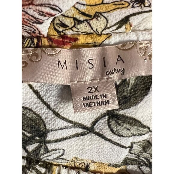 Misia Curvy Floral Peasant Blouse 2X  Peasant Ruffle Sleeves Women's Plus Size - Picture 10 of 15